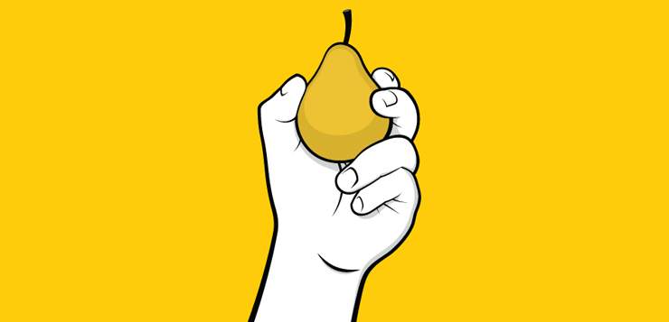 illustration hand holding a pear