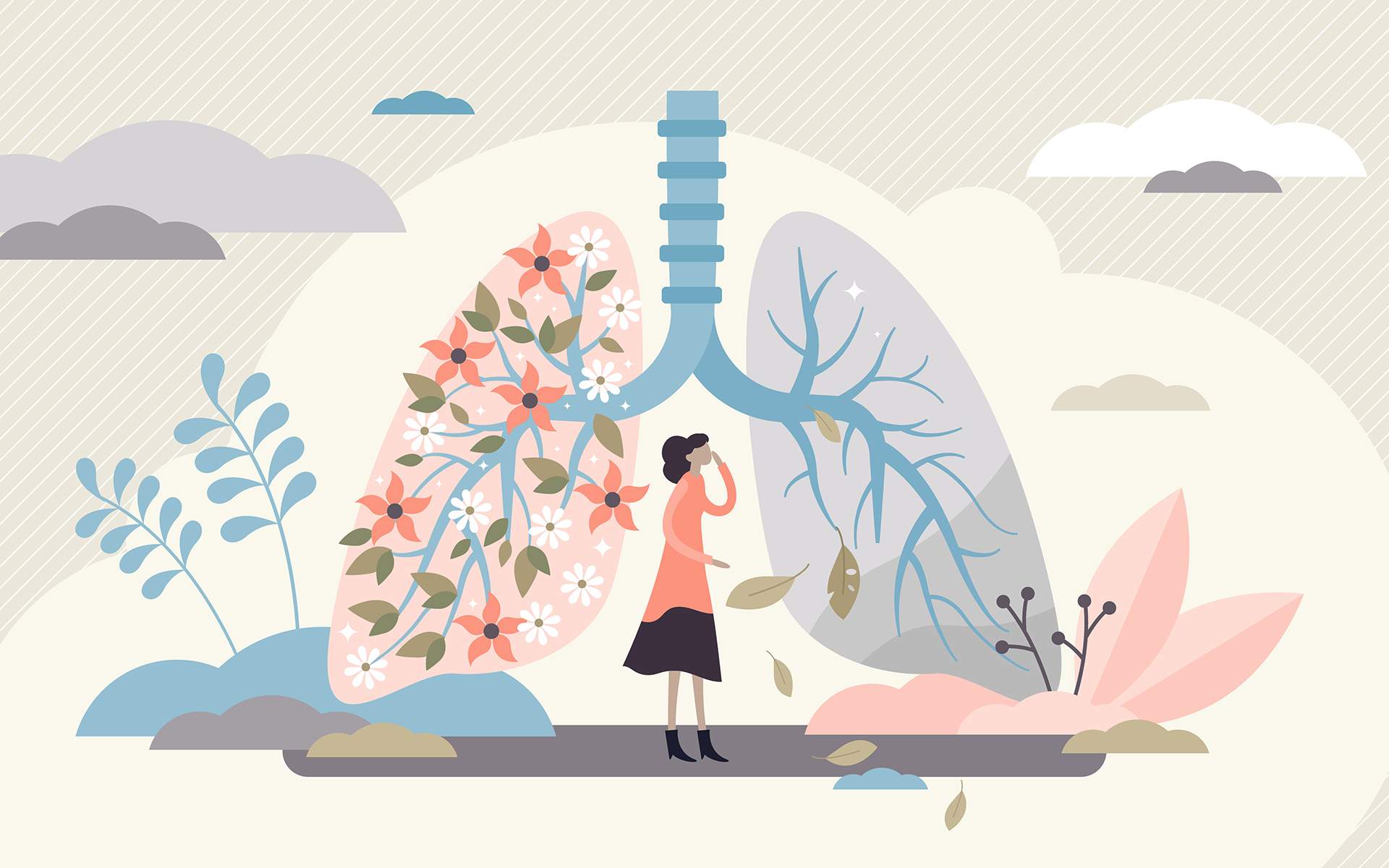 Why Your Breath is Connected to Your Well-Being - Lung health vector illustration